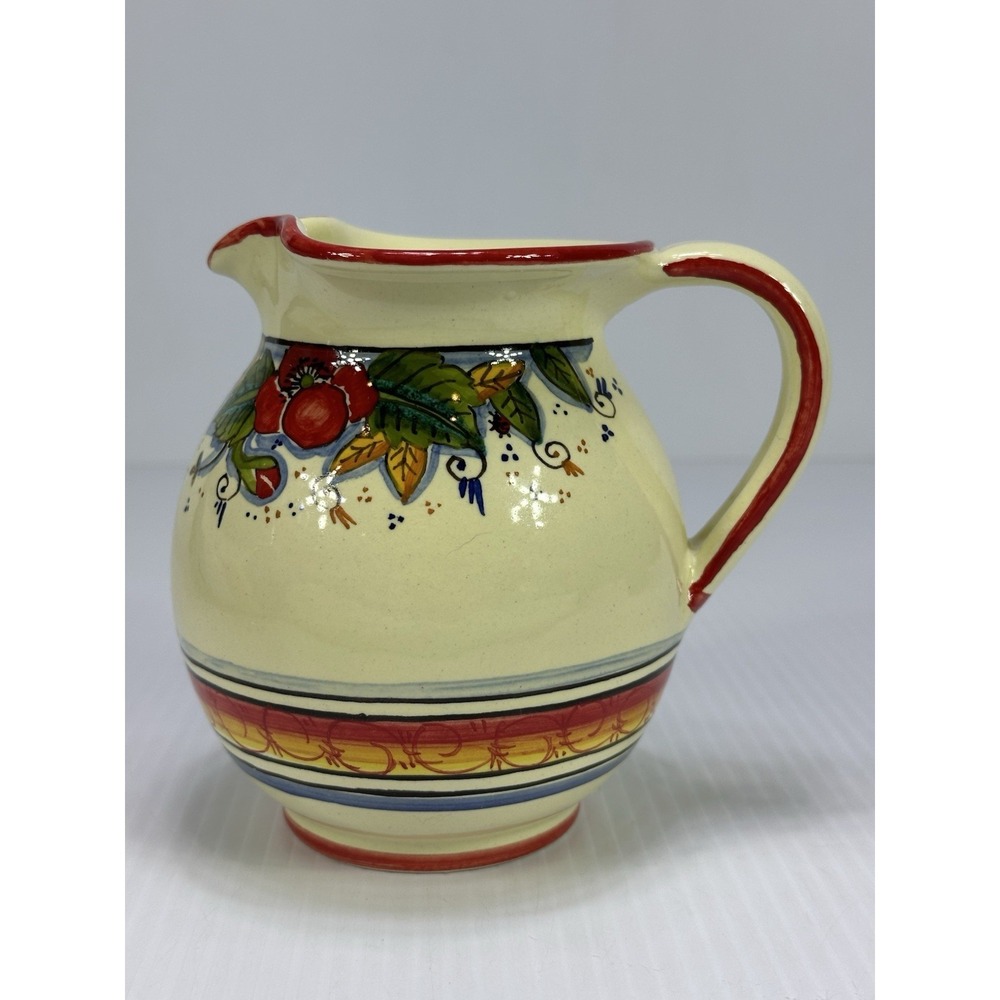 Deruta‎ Ceramiche ITALY Pottery Small Water Pitcher Jug Floral 5.5"